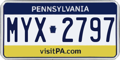 PA license plate MYX2797
