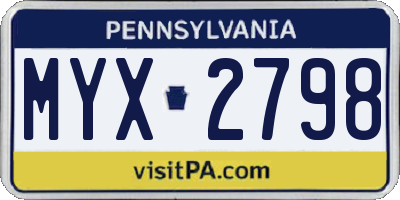 PA license plate MYX2798