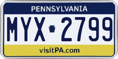 PA license plate MYX2799