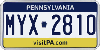 PA license plate MYX2810