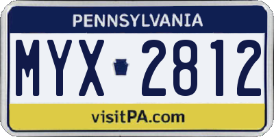 PA license plate MYX2812