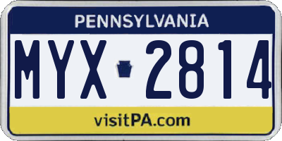 PA license plate MYX2814