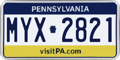 PA license plate MYX2821