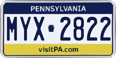 PA license plate MYX2822