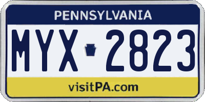 PA license plate MYX2823