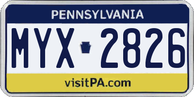 PA license plate MYX2826