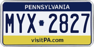 PA license plate MYX2827