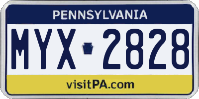 PA license plate MYX2828