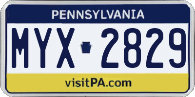 PA license plate MYX2829