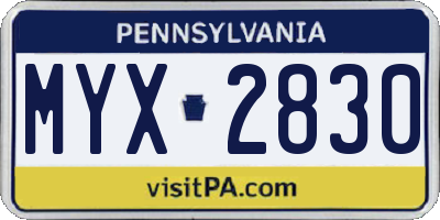 PA license plate MYX2830