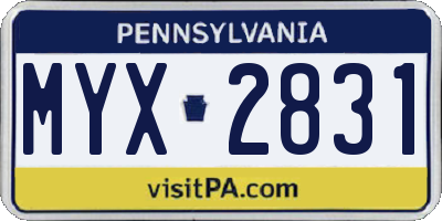 PA license plate MYX2831