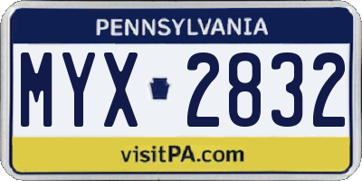 PA license plate MYX2832