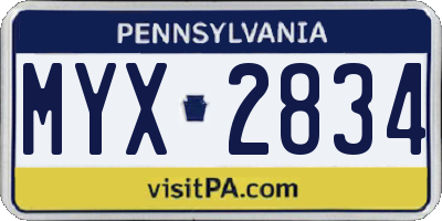 PA license plate MYX2834