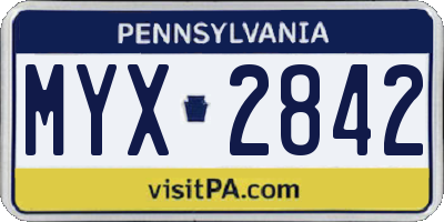 PA license plate MYX2842