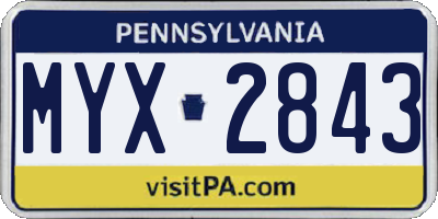 PA license plate MYX2843