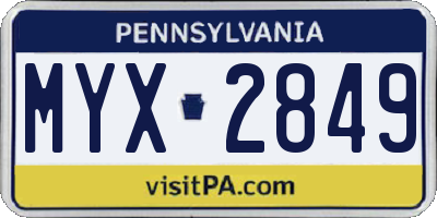 PA license plate MYX2849