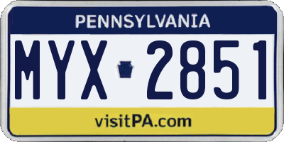 PA license plate MYX2851