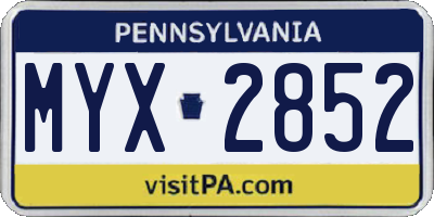 PA license plate MYX2852