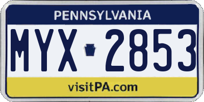 PA license plate MYX2853