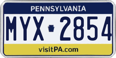 PA license plate MYX2854