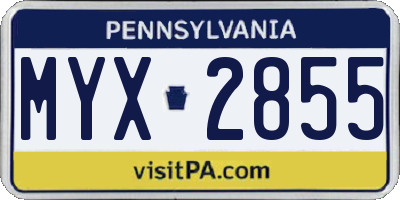 PA license plate MYX2855