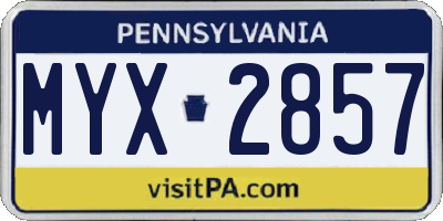 PA license plate MYX2857