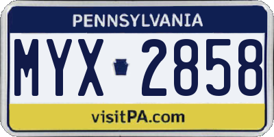 PA license plate MYX2858