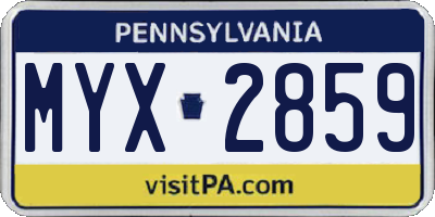 PA license plate MYX2859