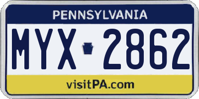 PA license plate MYX2862