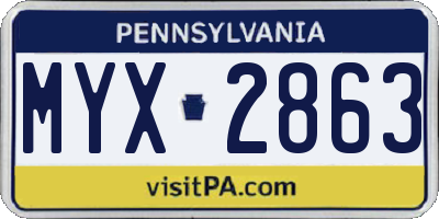 PA license plate MYX2863