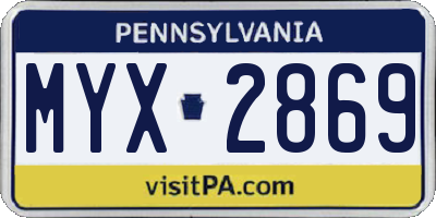 PA license plate MYX2869