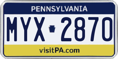 PA license plate MYX2870