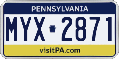 PA license plate MYX2871