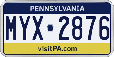 PA license plate MYX2876