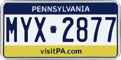 PA license plate MYX2877