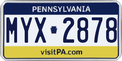 PA license plate MYX2878