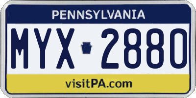 PA license plate MYX2880
