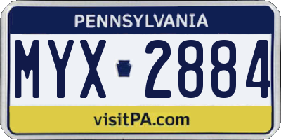 PA license plate MYX2884
