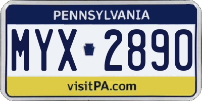 PA license plate MYX2890