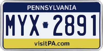 PA license plate MYX2891