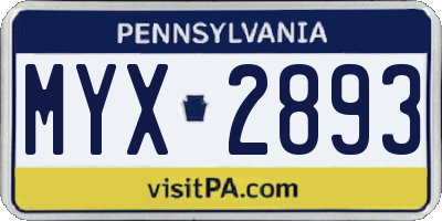 PA license plate MYX2893