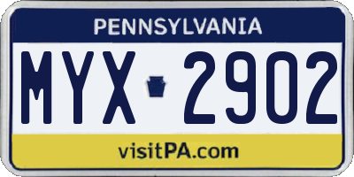 PA license plate MYX2902