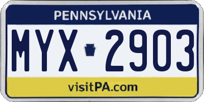 PA license plate MYX2903