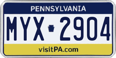PA license plate MYX2904