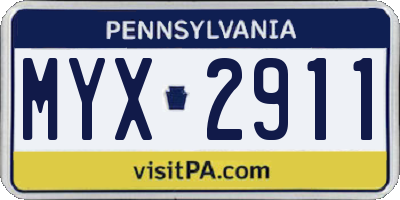 PA license plate MYX2911