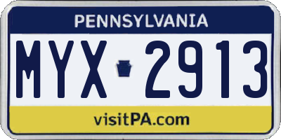 PA license plate MYX2913