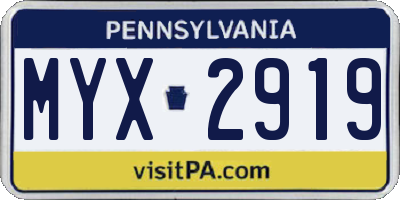PA license plate MYX2919
