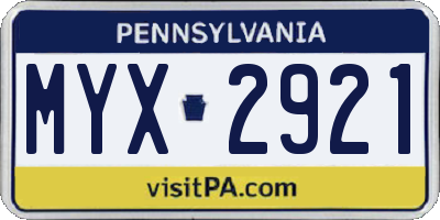 PA license plate MYX2921