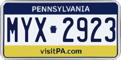PA license plate MYX2923