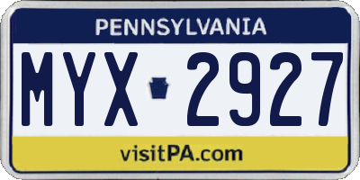 PA license plate MYX2927